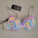 LIGHT UP Bra:  eL wire neon hand sewn squiggle pattern for  rave/festival/club/party/costume/glow
