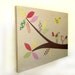 ON SALE Birds pink green nursery decor eco friendly collage on wood,33x23,Wall Art,Nursery Art,Nursery decor,Girls room