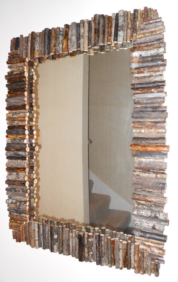 Items similar to Hand Crafted Rustic Wood Branch Mirror on Etsy