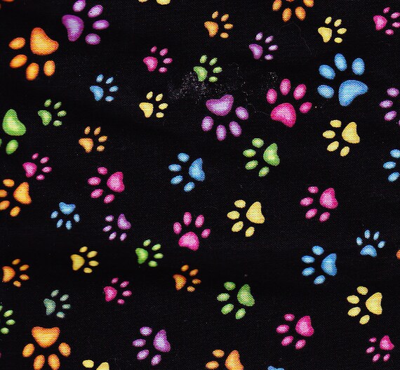 Colorful Kitty Cat or Dog Paws Fabric on by FabricAndTreasures