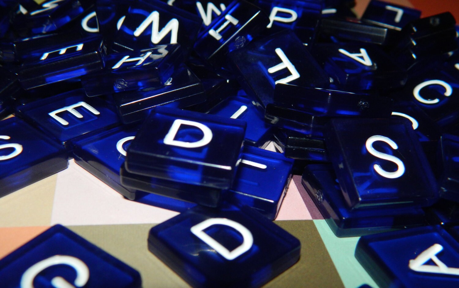 Midnight Blue Scrabble Wordrop Plastic Tiles By Vintagelettershop