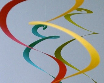 Art Mobile - Long colorful spiral nursery mobile decoration or Home Decor