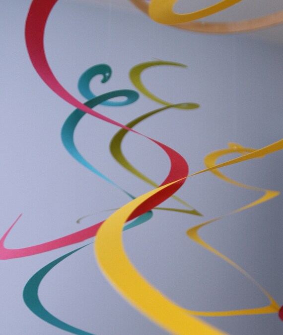 Art Mobile Long colorful spiral nursery mobile decoration or
