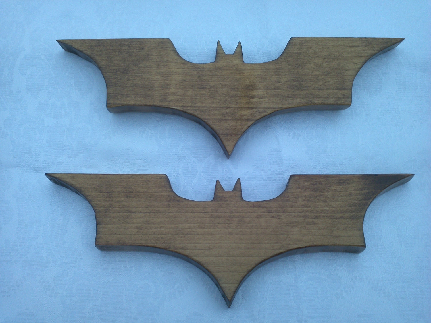 Set of 2 Batman Wood Logos Dark Knight Style 10.5 x