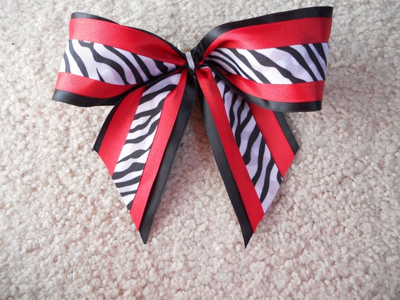 Red Black And White Cheer Bow
