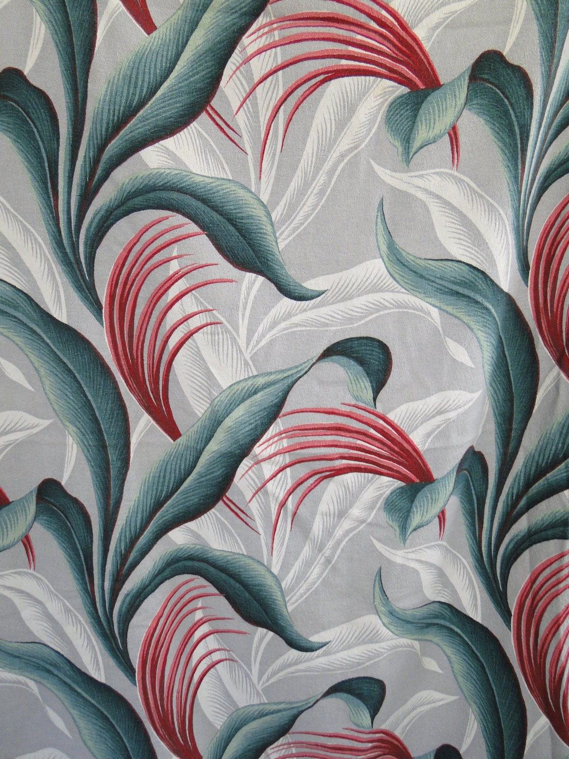 Vintage Tropical Print Barkcloth Fabric by ModernHindsightMCM