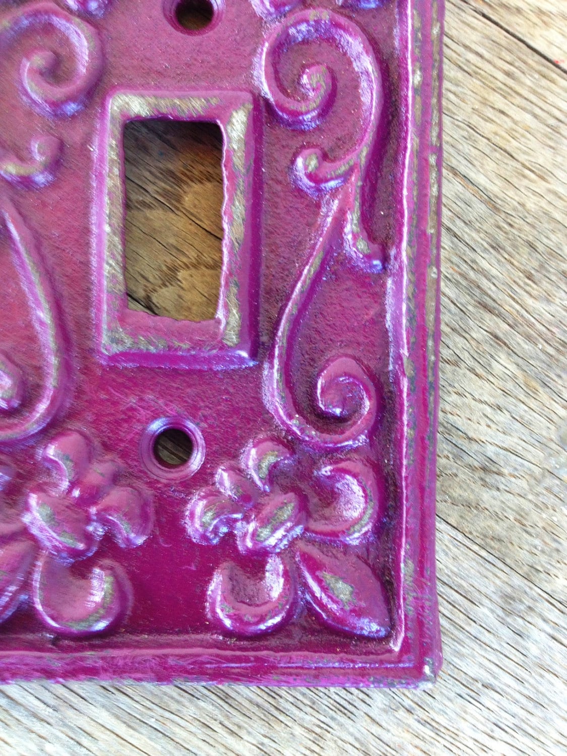 BOLD eggplant purple ornate decorative switch plate by BOLDHOUSE