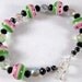 Pink and Green Beaded Bracelet, Beadwork Bracelet, Lampwork Bracelet, Beaded Jewelry, Women's Jewelry, Gifts for Her