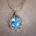 SALE Vintage Topaz Blue Rhinestone Korea Gold Tone Necklace, Birthstone Necklace, Statement Necklace, Anniversary Necklace