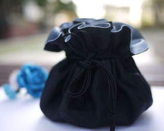 Black jewelry bag / Traveling jewelry bag /Drawstring Pouch