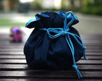 Blue sapphire jewelry bag / Traveling jewelry bag /Drawstring Pouch