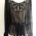 SALE TODAY ONLY Vintage 80s Blouse Poet Sleeves with Moth Butterfly Design