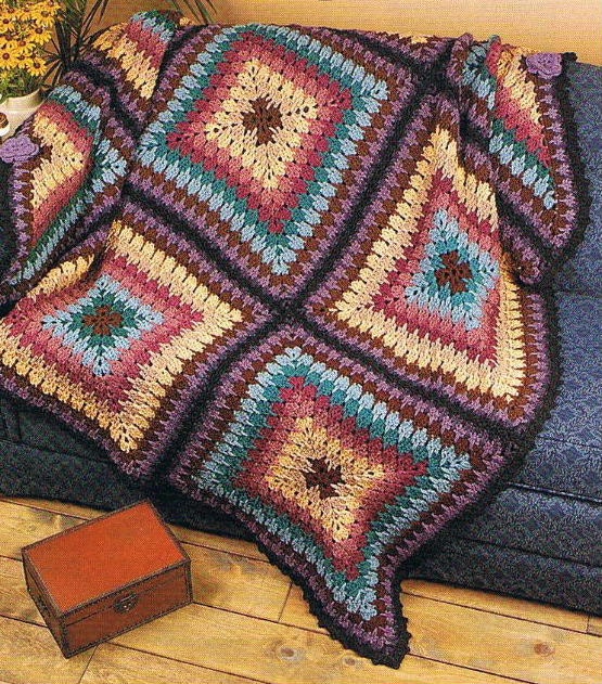 GEOMETRIC SQUARES Crochet Afghan Blanket PATTERN