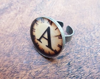 Personalised Resin Alphabet Clock Ring to Order.