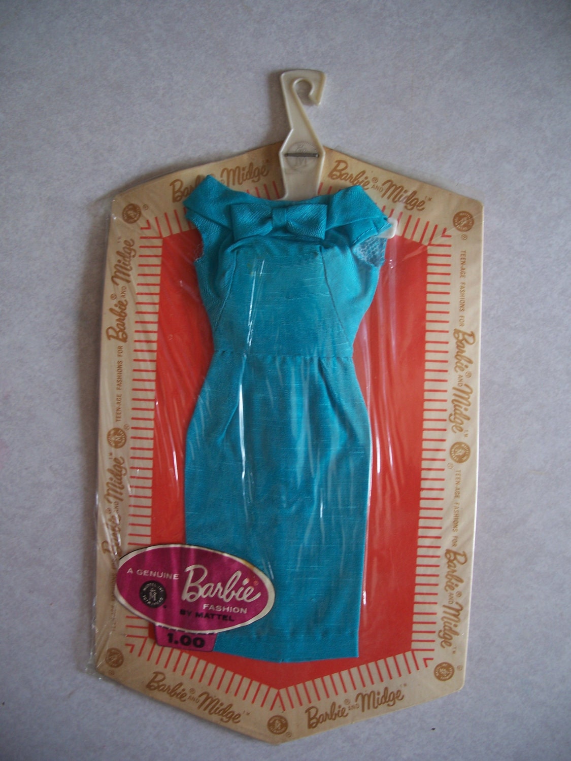 Vintage Barbie Blue Silk Sheath Dress by 1962BarbieDollStuff