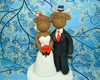 Customized Moose Wedding Cake Topper
