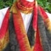 SILK SCARF Hand Painted in Bold Red, Black, and Gold