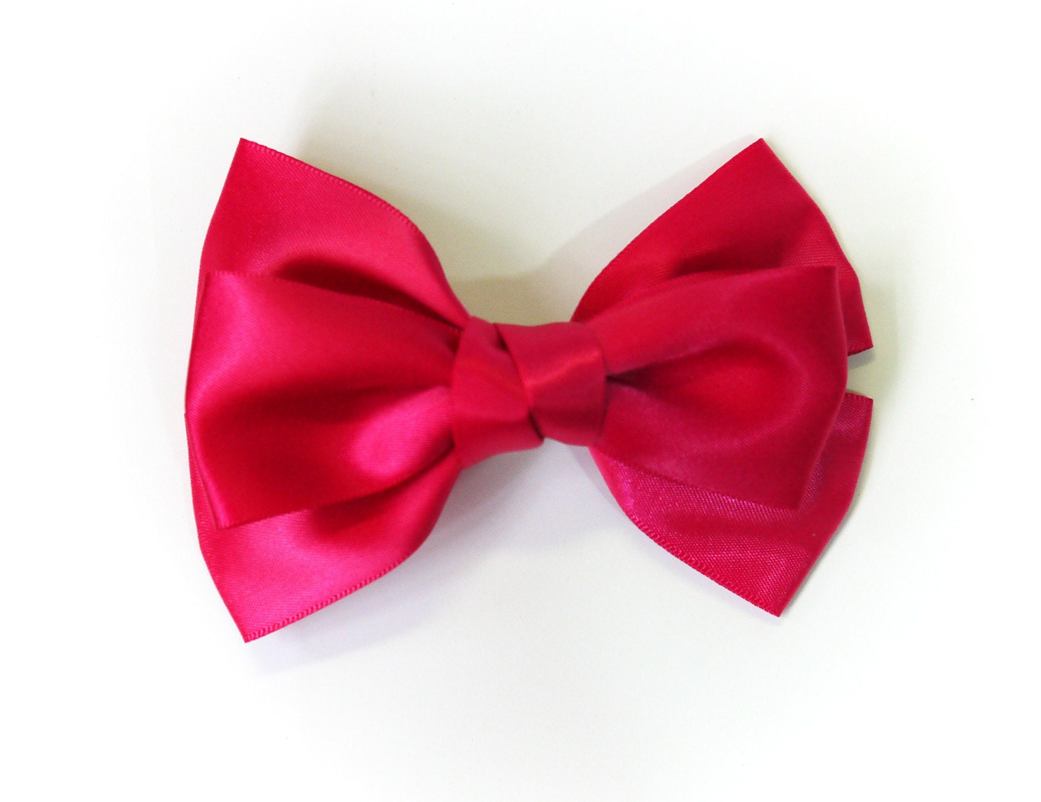 SALE 50% OFF Large Shocking Pink Satin Ribbon Bow Hair by lintoon