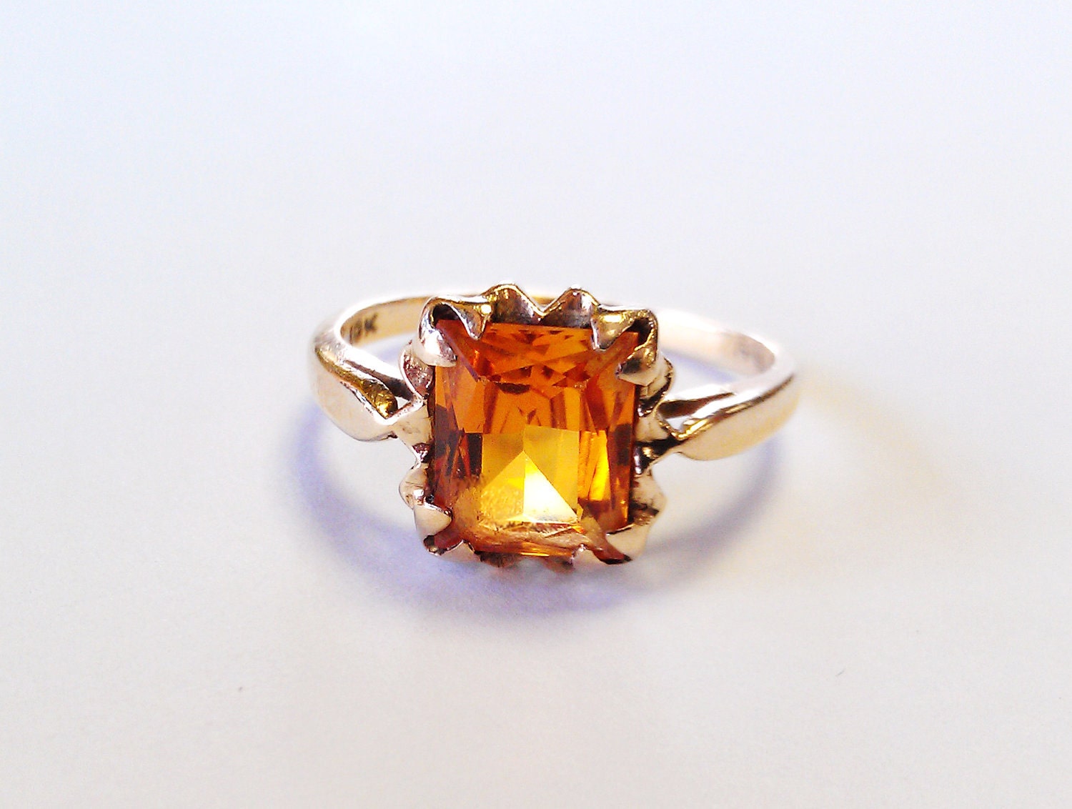 Vintage Yellow/ Orange Topaz Gold Ring