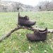 Unisex brown and orange handmade felt high slippers, booties, EU 41-42