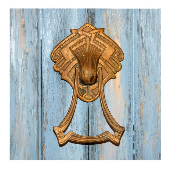 Antique Art Nouveau Door Knocker Geometric German Deco