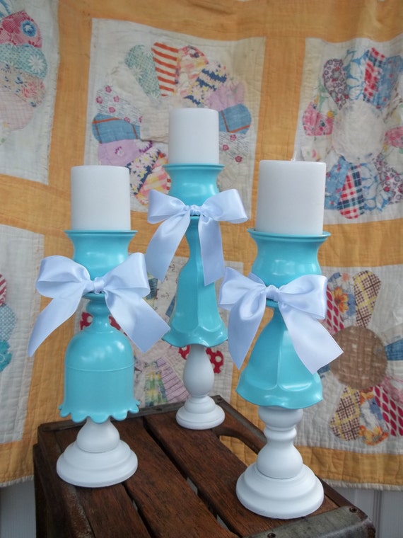 Candle Holders Glass Votive Pillar Tiffany by SecondChanceUpcycles