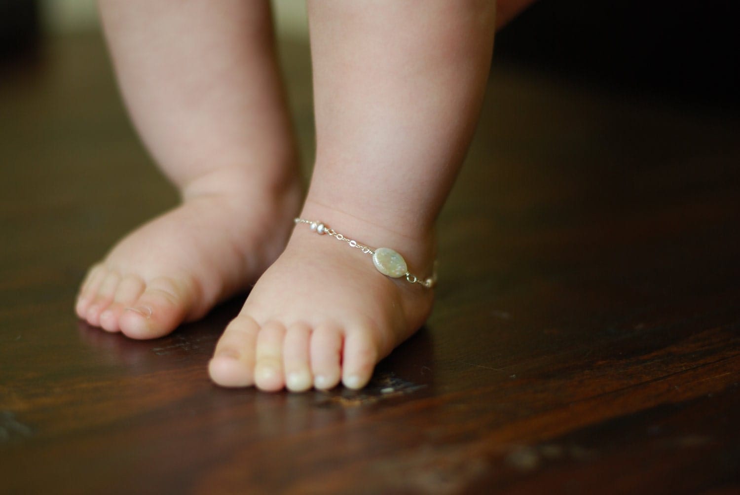 Baby ankle bracelet June birthstone sterling silver baby