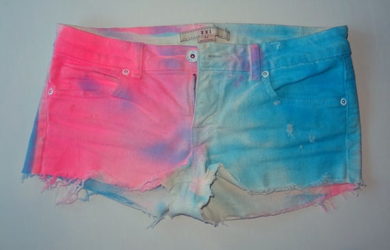 Color Block Cut off jean shorts