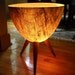 MID CENTURY MODERN bullet planter with Interior light Eames Kimball era atomic fiberglass Danish modern tripod legs blonde finish