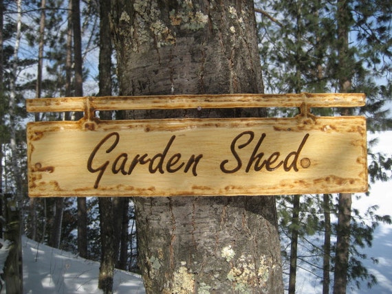 Custom Carved Wood Garden Shed Sign by PCM2 on Etsy