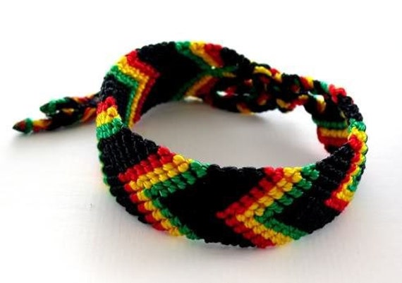 Bracelet Rasta Tressé En Coton Ciré - Style Hippie Bob Marley 17 Cm Ajustable