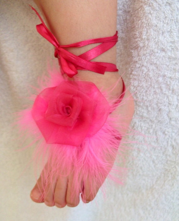 Baby Sandals with Marabou Baby Sandals Pink Rose Baby