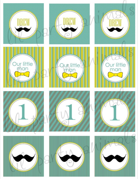 Items similar to DIY Printable Little Man Cupcake Toppers on Etsy