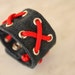 Jeans bracelet, dark grey, red