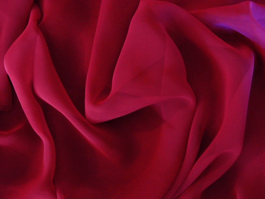 Ruby Red Sheer Polyester Chiffon Fabric By The Yard 2483