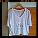 MEDIUM Peace Love Namaste - Flowy V Neck Half Sleeve Yoga Top.