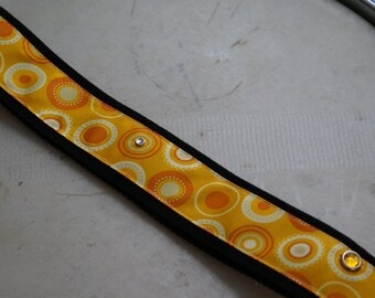 Orange psychadelic guitar strap with rhinestones