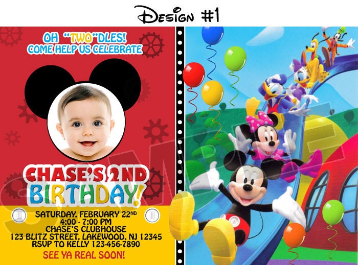 Mickey Mouse Clubhouse Birthday Party Photo Invitations