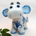 Needle felted cow, Gzhel cow, white blue