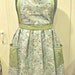 Vintage style full apron, "Hester," in light green and teal paisley