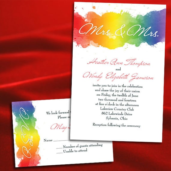 Rainbow Wedding Invitations Templates 7