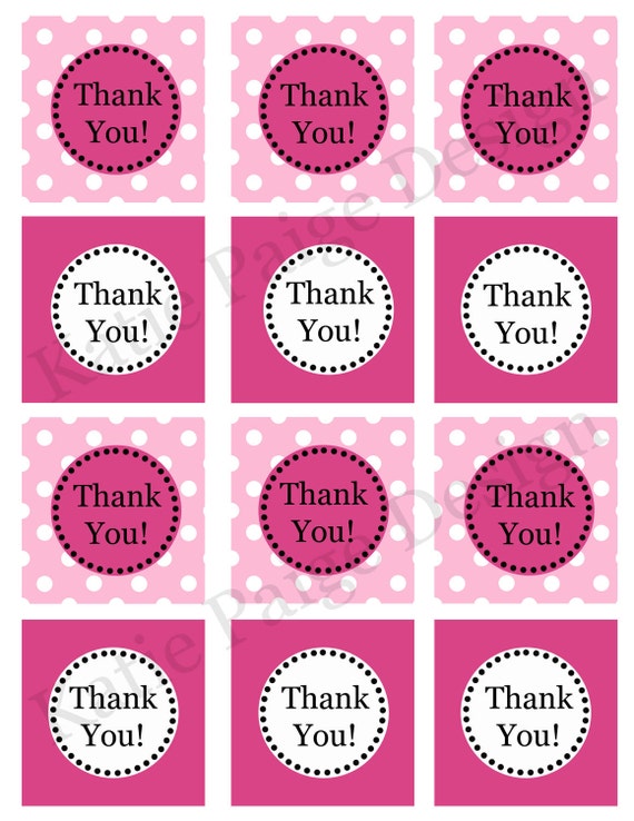 Printable Customized Thank You Tags Pink by KatiePaigeDesign