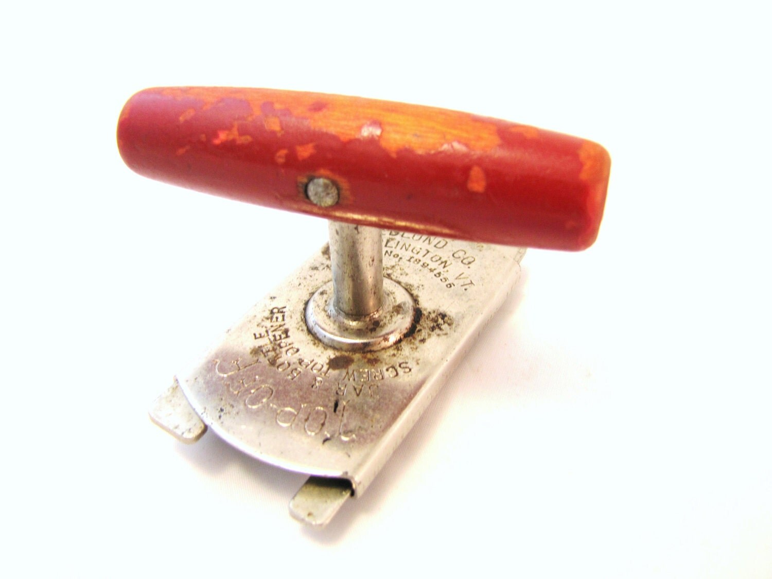 Vintage Can/Jar Opener Made by EDLUND CO. Red Wood handle