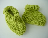 Hand Knitted Bamboo Lime Green Baby Booties