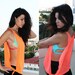 Neon Coral Deep Side Cut Tank Top