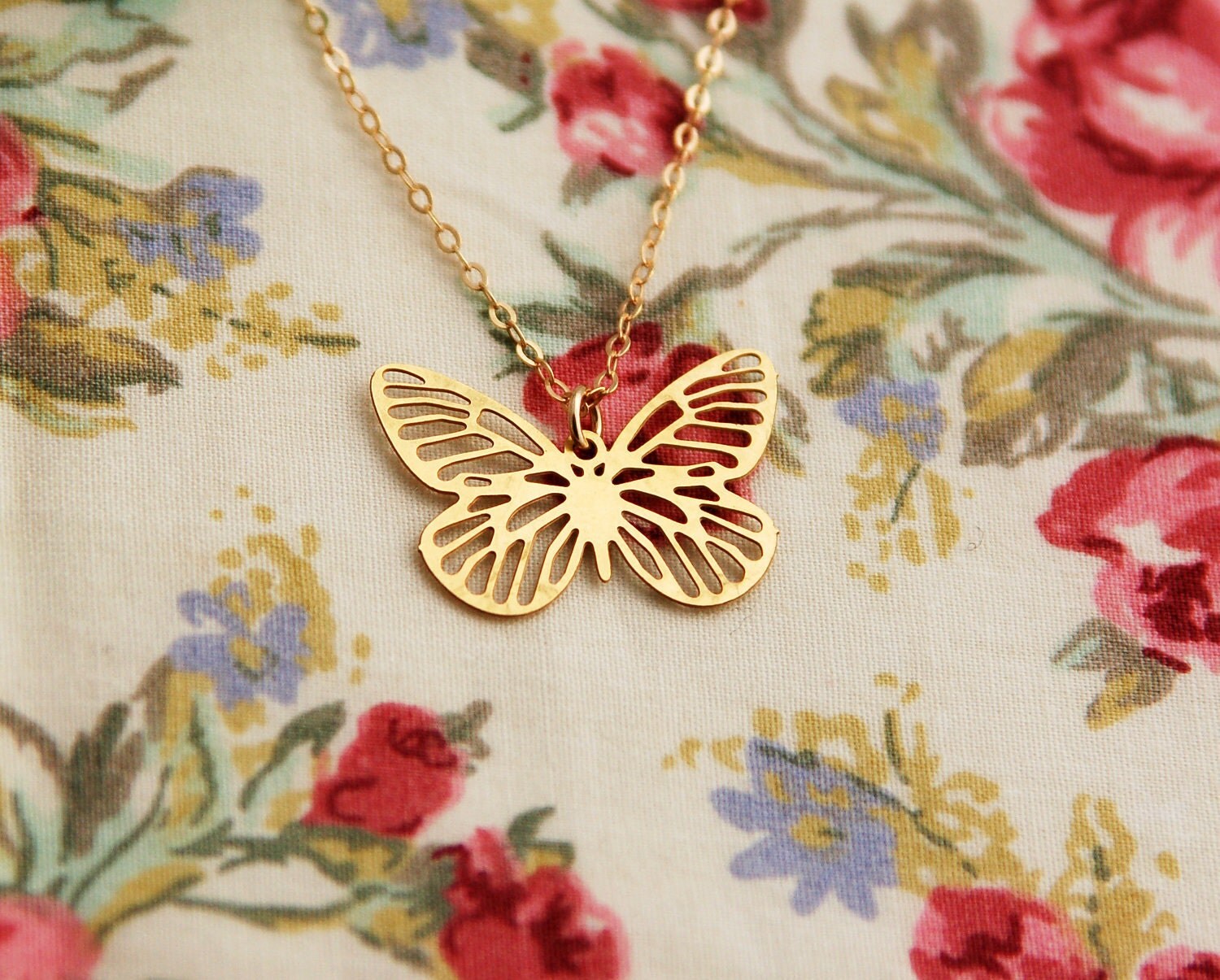 Download Butterfly necklace butterfly pendant LONG necklace delicate