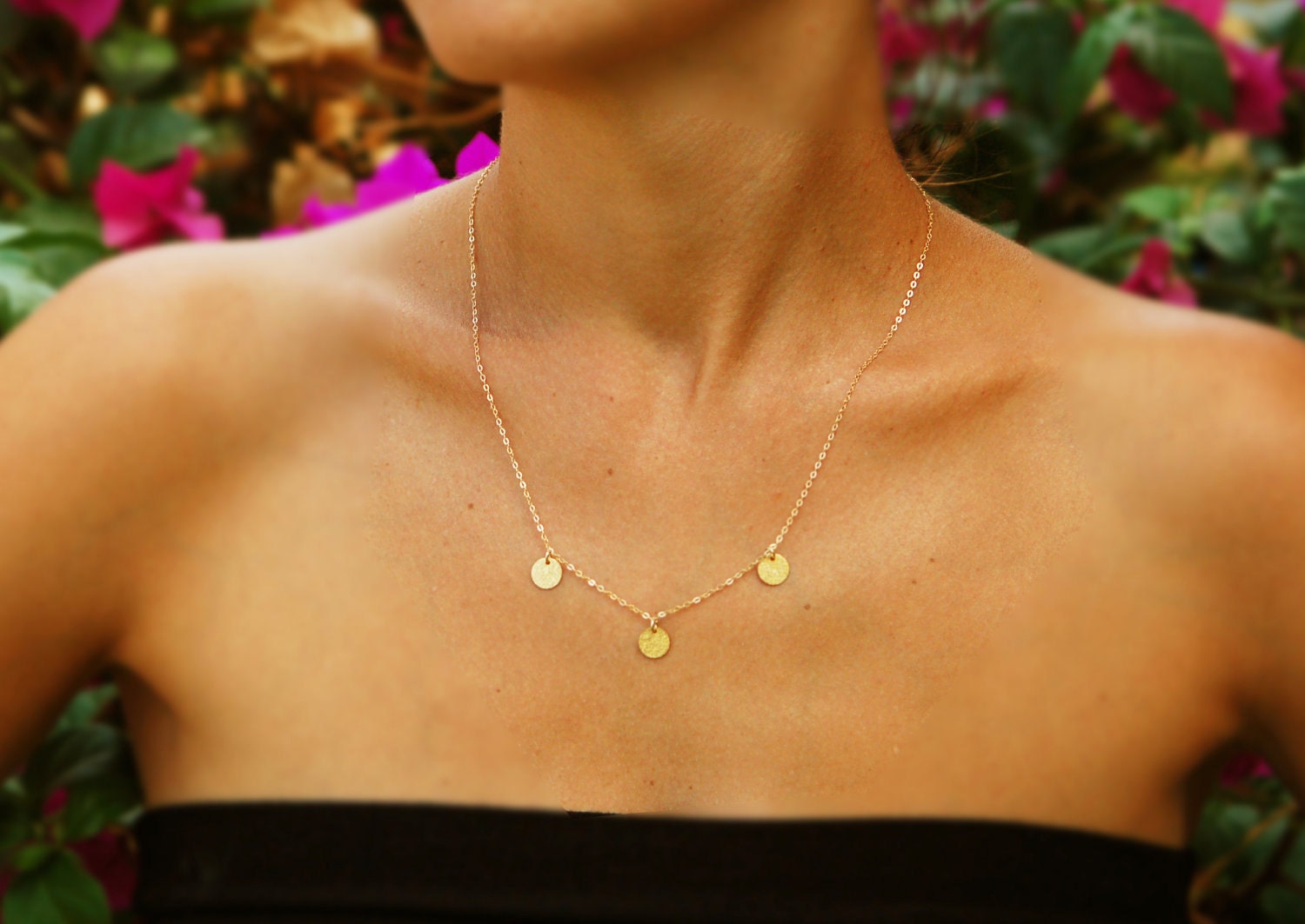 Gold disc necklace gold necklace bridesmaid jewelry charm