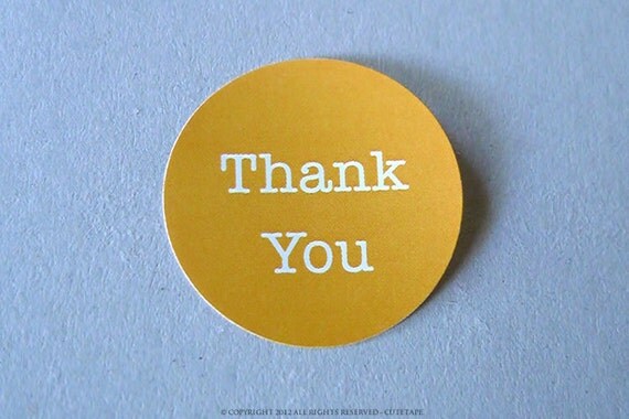 30 Thank you stickers - 1.5 inch Circle Label ORANGE Thank You Label Il_570xn