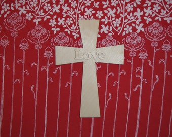 Love Cross Wood Cut Out Unfinished Wooden