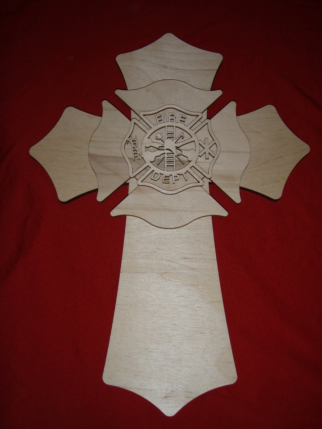 Fireman Maltese Cross Wood Layered Unfinished Wooden